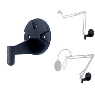 Imagem de Suporte de parede para braço de suspensão, placa redonda e suporte de fixação compatível com suporte de microfone, suporte de celular, suporte de webcam