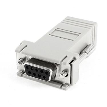 Imagem de uxcell® Conector de acoplador fêmea VGA DB9 9 pinos para CAT5 CAT6 RJ45 8P8C fêmea