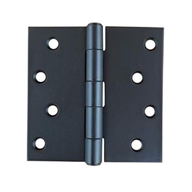 Imagem de Hinge Outlet Dobradiças de porta de aço inoxidável pretas – Quadrado de 10 cm, pino não removível, altamente resistente à ferrugem, pacote com 3
