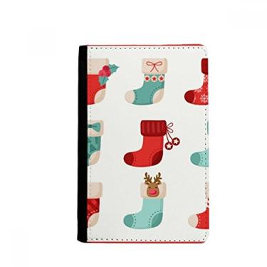 Imagem de Feliz Natal Meia Colorida Ilustração Porta Passaporte Notecase Burse Carteira Bolsa Cartão, Multicolor