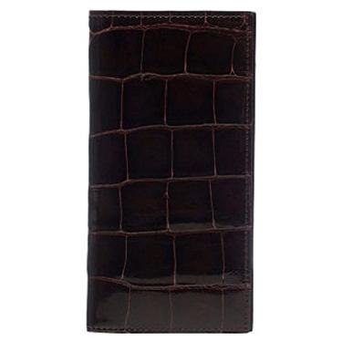 Imagem de Carteira masculina Ferrini capa para talão de cheques crocodilo exótico bolso nicotina ABCK