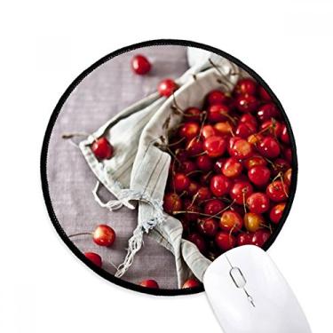 Imagem de DIYthinker Tapete de mouse para fotografia de cereja frutas vermelhas temperadas desktop escritório tapete redondo para computador