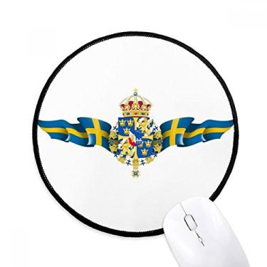 Imagem de DIYthinker Tapete de mouse com símbolo nacional da Suécia para mesa de escritório tapete redondo para computador