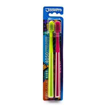 Imagem de Escova de Dente Infantil Pro Slim Kids 4050 Cerdas Ultra finas kit 2un JadePro (Verde/Rosa)