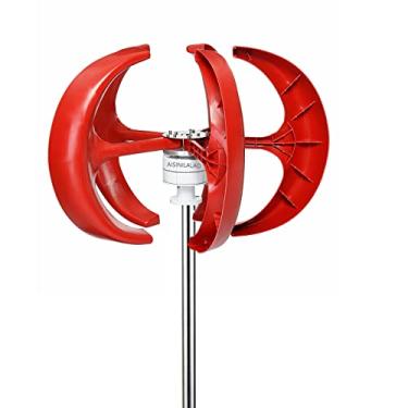 Imagem de Gerador de turbina eólica vertical 10000W, turbina eólica vertical 12V 24V 48V com controlador MPPT silencioso para acampamento em casa (vermelho),24v