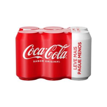 Imagem de Pack Refrigerante Coca-Cola Original Lata 6 Unidades 350ml Cada Leve M