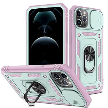 Imagem de Capa de celular Caixa compatível com iPhone 6Plus/7Plus/8plus com lente Protectionl Body Hard Slim 3 em 1 Caso de proteção, com caixa de giro magnético (Color : Gray pink+mint green)