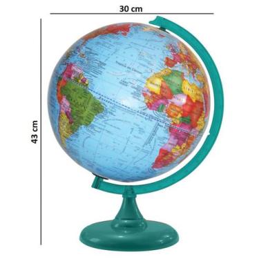 Imagem de Globo Terrestre Político 30 Cm Diâmetro - Verde Turquesa - Libreria