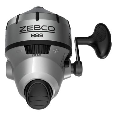 Imagem de Zebco Carretel de pesca 888 Spincast, molinete tamanho 80, recuperação mutável para a direita ou esquerda, pré-enrolada com linha de pesca Zebco de 11 kg, capa frontal de aço inoxidável, prata