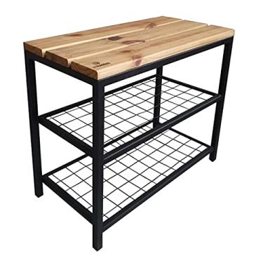 Imagem de Banco Sapateira Strassis Design SD-5001-60 Metal e Madeira Cor: Preto