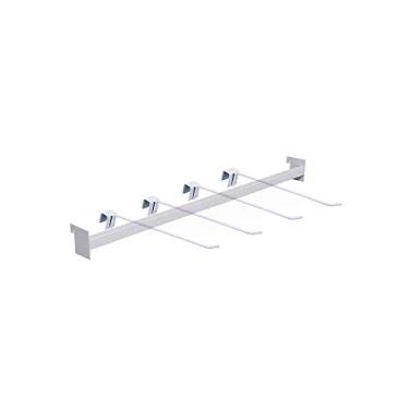 Imagem de Kit - Régua para Gôndola Ponta 73cm + 4 ganchos simples Branco - Sa Gondolas
