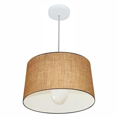 Imagem de Lustre Pendente Cone Cúpula Tecido 30/45x40 cm, Vivare Iluminação, Pendente4241 LP, Palha, Médio