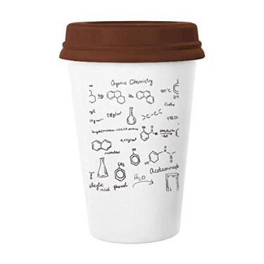 Imagem de Caneca de cerâmica com estrutura molecular de química orgânica, copo de cerâmica para café