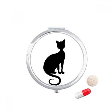 Imagem de Caixa de armazenamento de remédios com desenho de animal elegante de gato preto