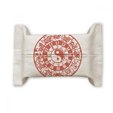 Imagem de Diagramas chineses de Taiji Yin-Yang Zodíaco Suporte de capa de papel para lenços faciais, saco de linho de algodão