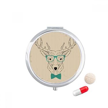 Imagem de Estojo de comprimidos com listras de animais de veado de óculos, caixa de armazenamento de medicamentos, dispensador de recipiente
