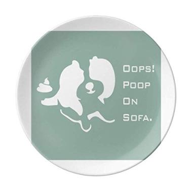 Imagem de Prato de sofá de cocô de cachorro brincalhão decorativo de porcelana salver louça de jantar