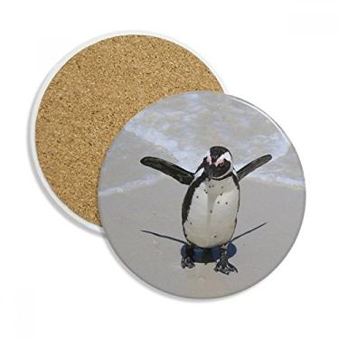 Imagem de Caneca de porta-copos com pinguim Antártico do oceano da natureza ciência com proteção de mesa, pedra absorvente