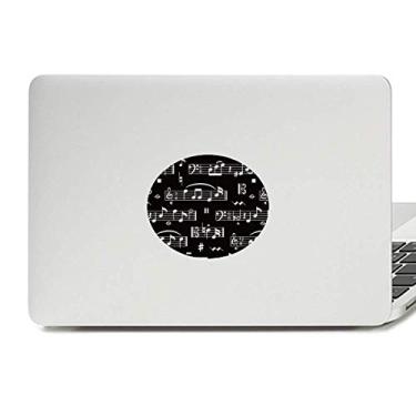 Imagem de Adesivo de notebook branco com barra de notas musicais com emblema de vinil preto