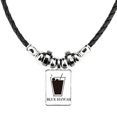 Imagem de DIYthinker Colar de coquetel do Havaí Azul Joias Torque Pingente de Corda de Couro