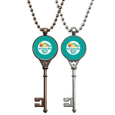 Imagem de OFFbb-USA Colar com pingente de chave feliz para crianças com corações