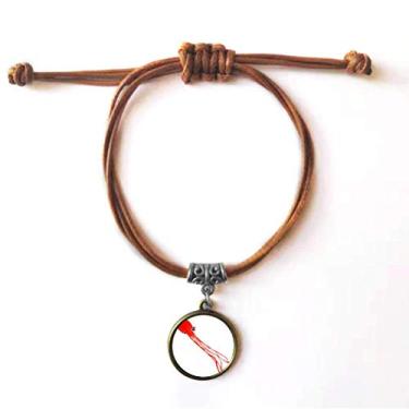 Imagem de DIYthinker Pulseira tradicional chinesa com estampa de polvo de pipa de couro, pulseira marrom para presente