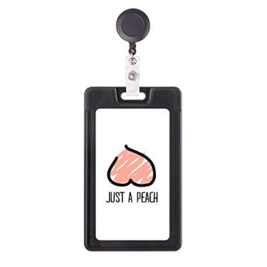 Imagem de Estojo retrátil para cartão de carretel de crachá com desenho rosa engraçado da Just Peach