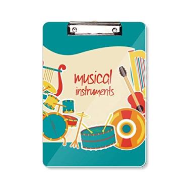 Imagem de Fone de ouvido com estampa de instrumentos musicais, prancheta, pasta, bloco de notas A4