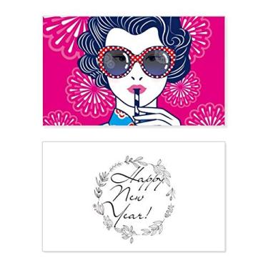 Imagem de Óculos da Mulher Vermelha da Cultura Chinesa Festival de Ano Novo Cartão de felicitações Bless Mensagem Presente