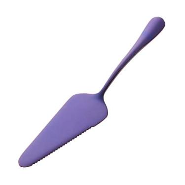 Imagem de Pá De Cortador De Pizza Utensílios Para Servir Bolo Cortador De Massa Pá Frita Espátula De Torta Cortador De Torta Pizza Cortada Viagem Aço Inoxidável Roxo Bolo De Aniversário
