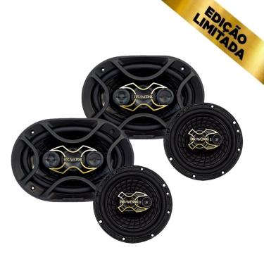 Imagem de Kit Fácil Alto Falante Quadriaxial 6x9&quot; + Triaxial 6&quot; Linha Gold 240W RMS Bravox (4 Peças)
