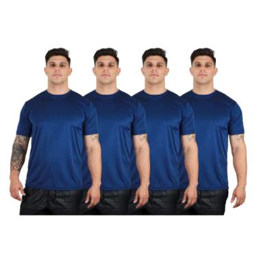 Imagem de Kit 4 Camisetas Dry Fit Premium Básica Academia Esporte Cor:4 Azul-marinho;Tamanho:XGG