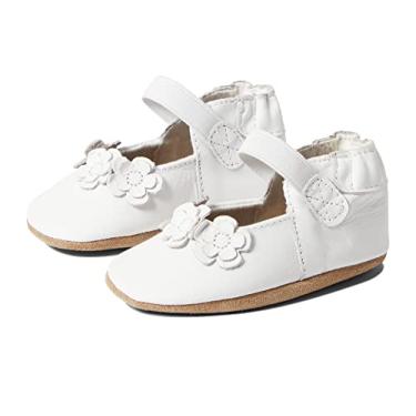 Imagem de Robeez Pantufas de berço antiderrapantes para bebês e meninas, solas macias unissex para bebês e crianças, 0 a 24 meses, Briana, branco, 6-12 Months Infant