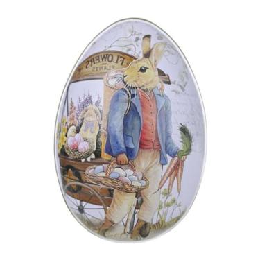 Imagem de Para criativo bonito organizador de folha de flandres de metal impresso em forma de ovo de Páscoa caixas de doces doces embalagem chocolate