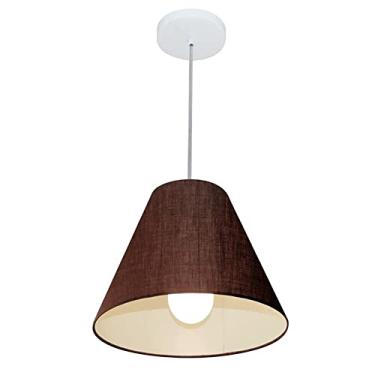 Imagem de Lustre Pendente Cone Cúpula Tecido 25/30x12 cm, Vivare Iluminação, Pendente4028 LC, Café, Pequeno