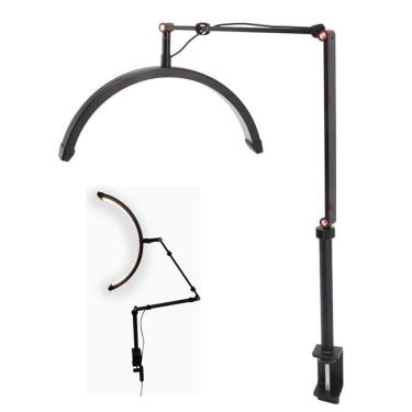 Imagem de Luminaria Arco Meia Lua 3 Tons Led Estetica Spa Suporte Celular Mesa Salao De Beleza Limpeza De Pele