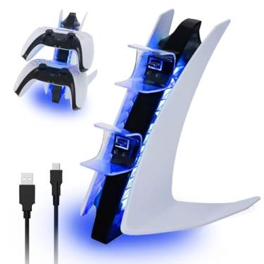 Imagem de TwiHill Controller Charger Special Edition para PS5, Wireless Controller Charging Station com Dual USB C Ports, Dual USB Fast Charging Dock para Sony Playstation 5 Controller