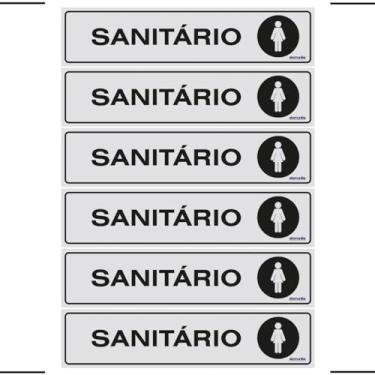 Imagem de Combo 6 Placas De Sinalização Sanitário Feminino 30x7 Ekomunike - B-526 F9e