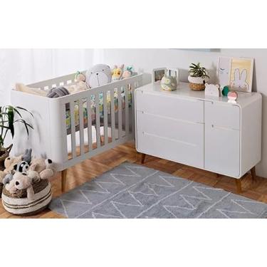 Imagem de Kit Quarto Infantil Curvo Mali Branco Fosco - Berço + Cômoda