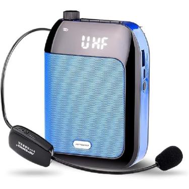 Imagem de Amplificador de voz, amplificador de voz sem fio Bluetooth UHF portátil, para professores, treinadores, guias turísticos, apresentações, fantasias, etc., azul