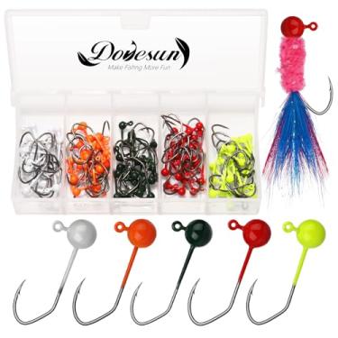 Imagem de Dovesun Kit de 100 peças de gabaritos para amarrar moscas, cabeças para pesca com mosca, anzóis de pesca com mosca em forma de V, 1/3,515.3 g