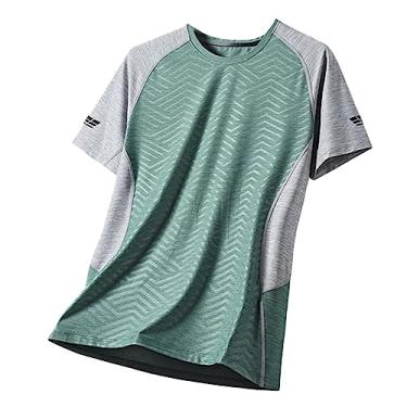 Imagem de Camiseta masculina atlética de manga curta com estampa suave de alta elasticidade gola redonda respirável para treino, Cor 4, M