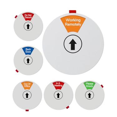 Imagem de Flyangle Placa de porta de privacidade de 15 cm: Não perturbe/bata fora do escritório/em uma reunião - placa magnética para sala de conferências com 3 adesivos (prata)