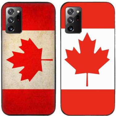 Imagem de 2 peças retrô bandeira do Canadá impressa TPU gel silicone capa de telefone traseira para Samsung Galaxy (Galaxy Note 20 Ultra)