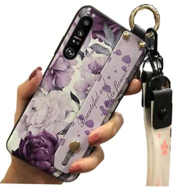 Imagem de Capa de telefone traseira de silicone em gel TPU com estampa de flor roxa para Sony Xperia All Series (Sony Xperia 1 III)