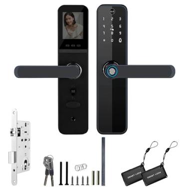 Imagem de Echadura Digital Inteligente com Câmera e Campainha Eletrônica de Embutir, impressão digital de fechadura de porta eletrônica, Fechadura de porta de inteligente WiFi TUYA APP (22x190)