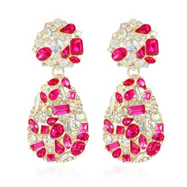 Imagem de Met-edianger Brincos de gota de strass brincos de noiva extravagantes de casamento conjunto de candelabro de cristal brincos pendentes para mulheres meninas, Zinco Aço inoxidável, Vidro