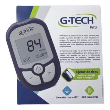 Imagem de Kit Medidor Glicose G-tech Vita Lanceta Tira Caneta Diabetes