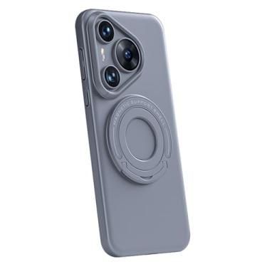 Imagem de POYUFRG Cinza, Capa fina 70 Pro para Huawei Pura 70 Ultra/70 Pro/70 Pro+/70, proteção para lente da câmera, suporte magnético invisível à prova de quedas