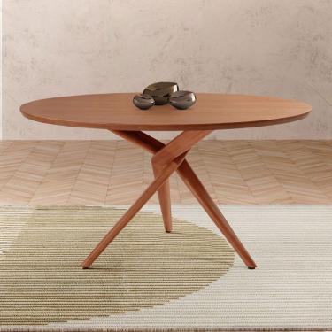 Imagem de Mesa de Jantar Redonda com Tampo Laminado Miami Madeira Maciça Imbuia